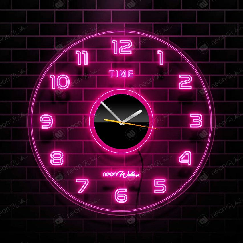 Acrylic Modern Neon Wall Clock With Neon LED Backlight