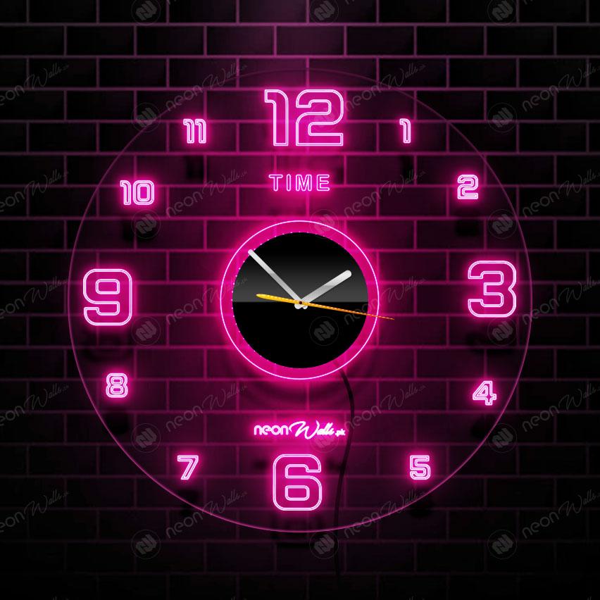 Acrylic Modern Neon Wall Clock With Neon LED Backlight