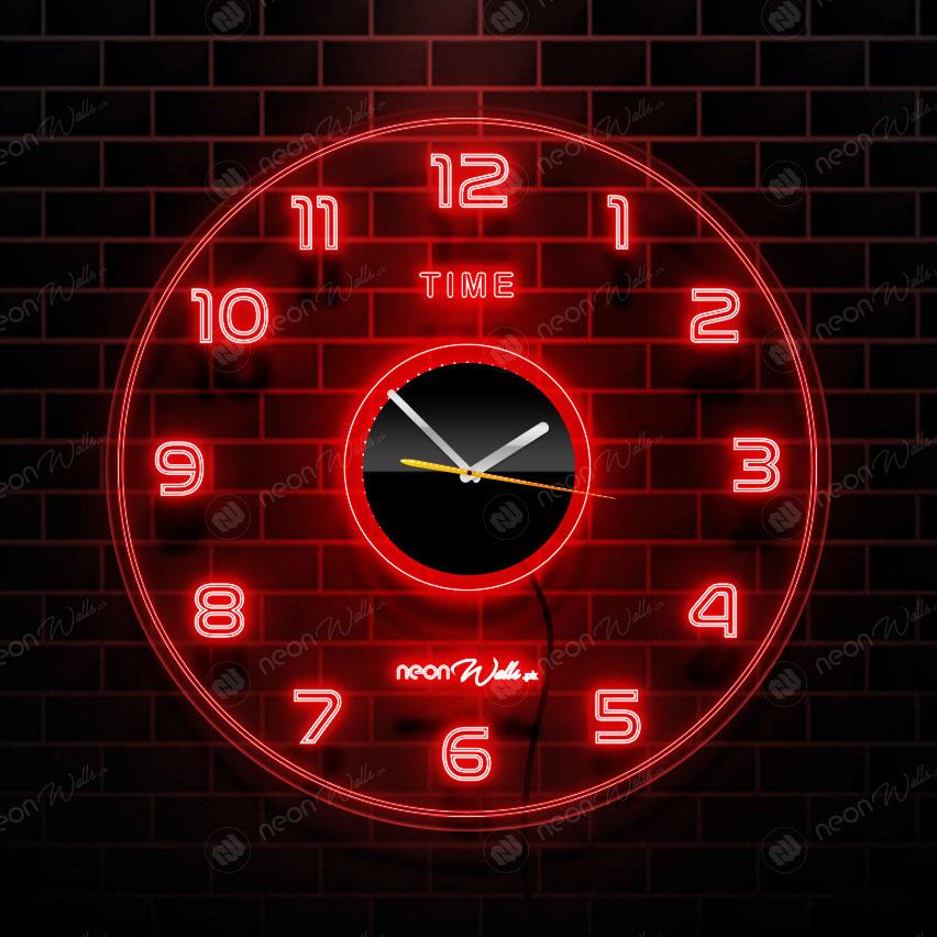 Acrylic Modern Neon Wall Clock With Neon LED Backlight