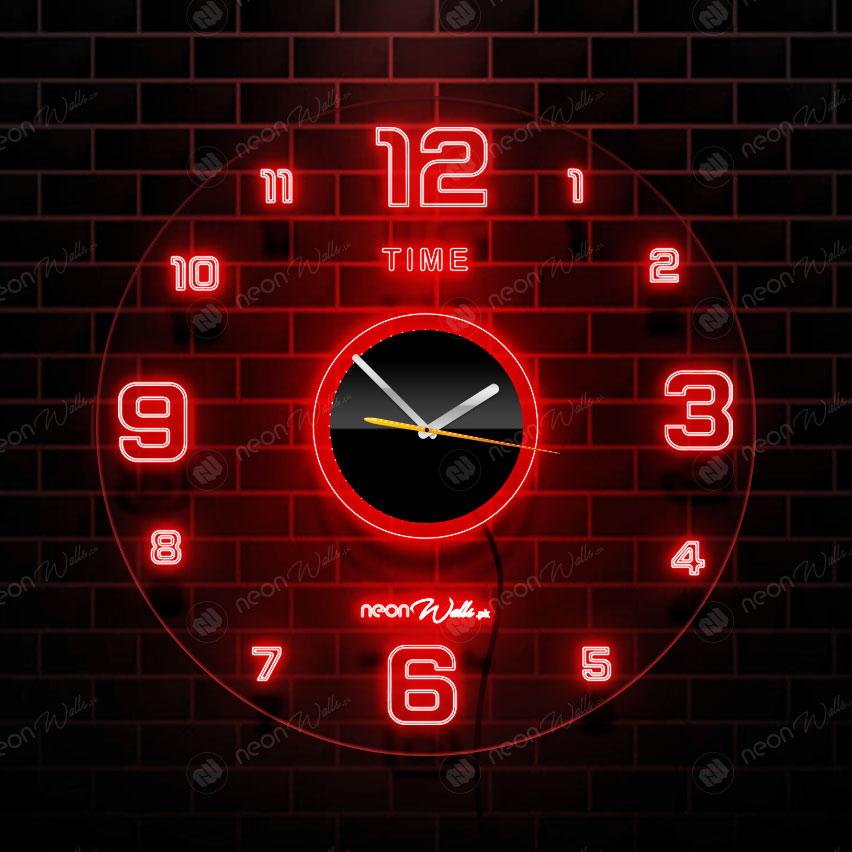 Acrylic Modern Neon Wall Clock With Neon LED Backlight