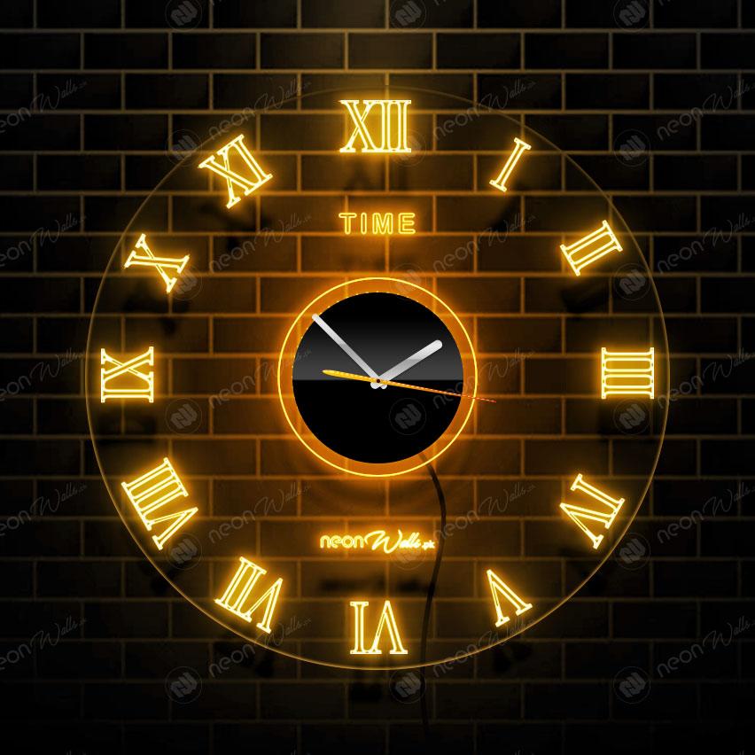 Acrylic Modern Neon Wall Clock With Neon LED Backlight